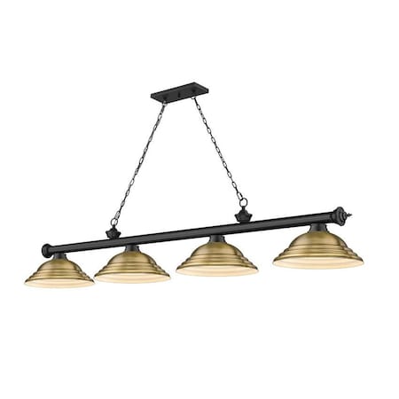 Cordon 4 Light Billiard, Matte Black & Rubbed Brass